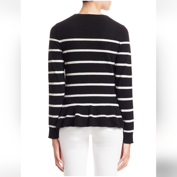 Saks Fifth Avenue Collection Striped Cashmere Peplum Sweater - Picture 3 of 12